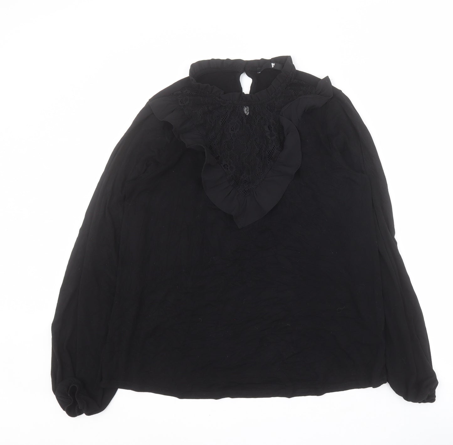 Very Womens Black  Viscose Basic Blouse Size 10 Round Neck