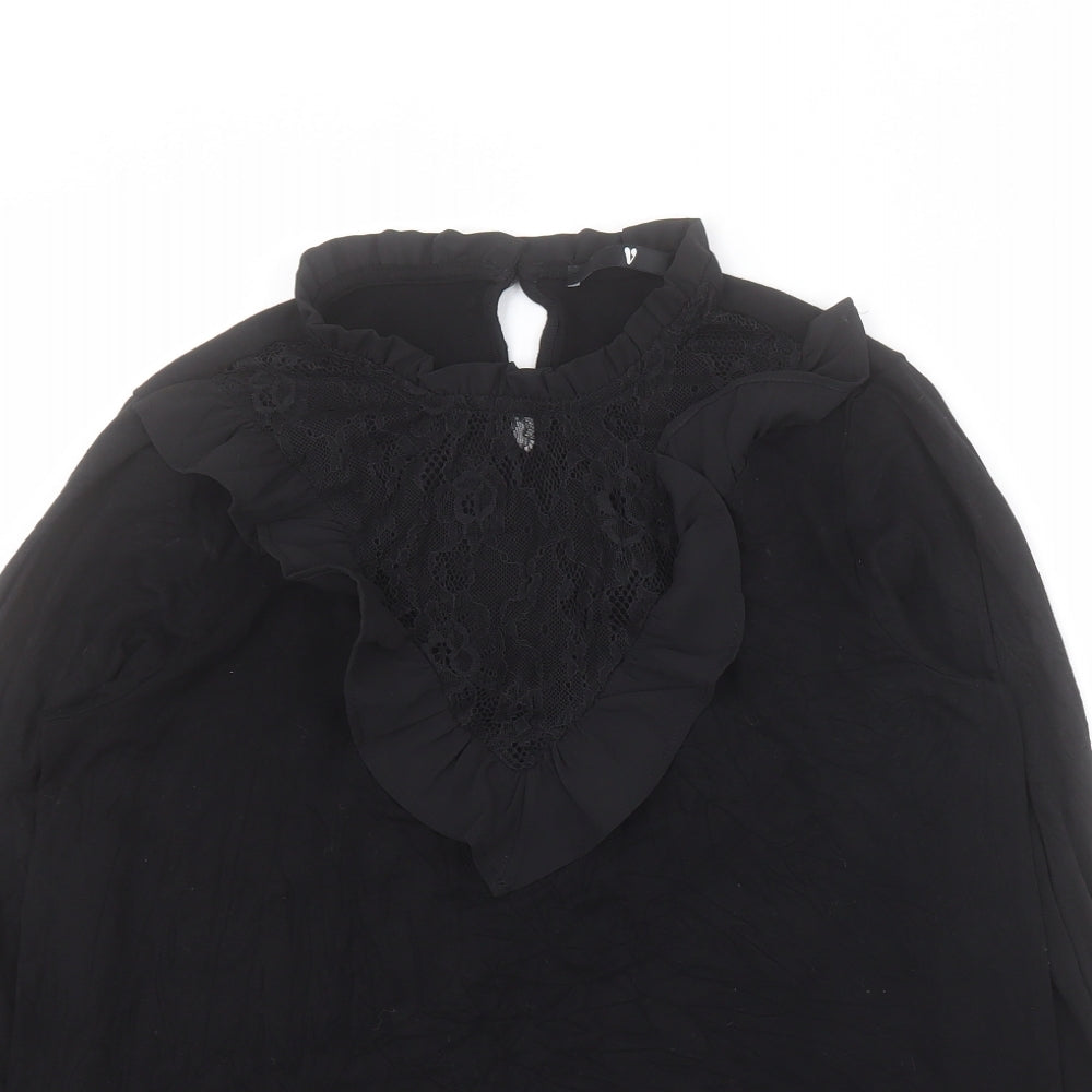 Very Womens Black  Viscose Basic Blouse Size 10 Round Neck