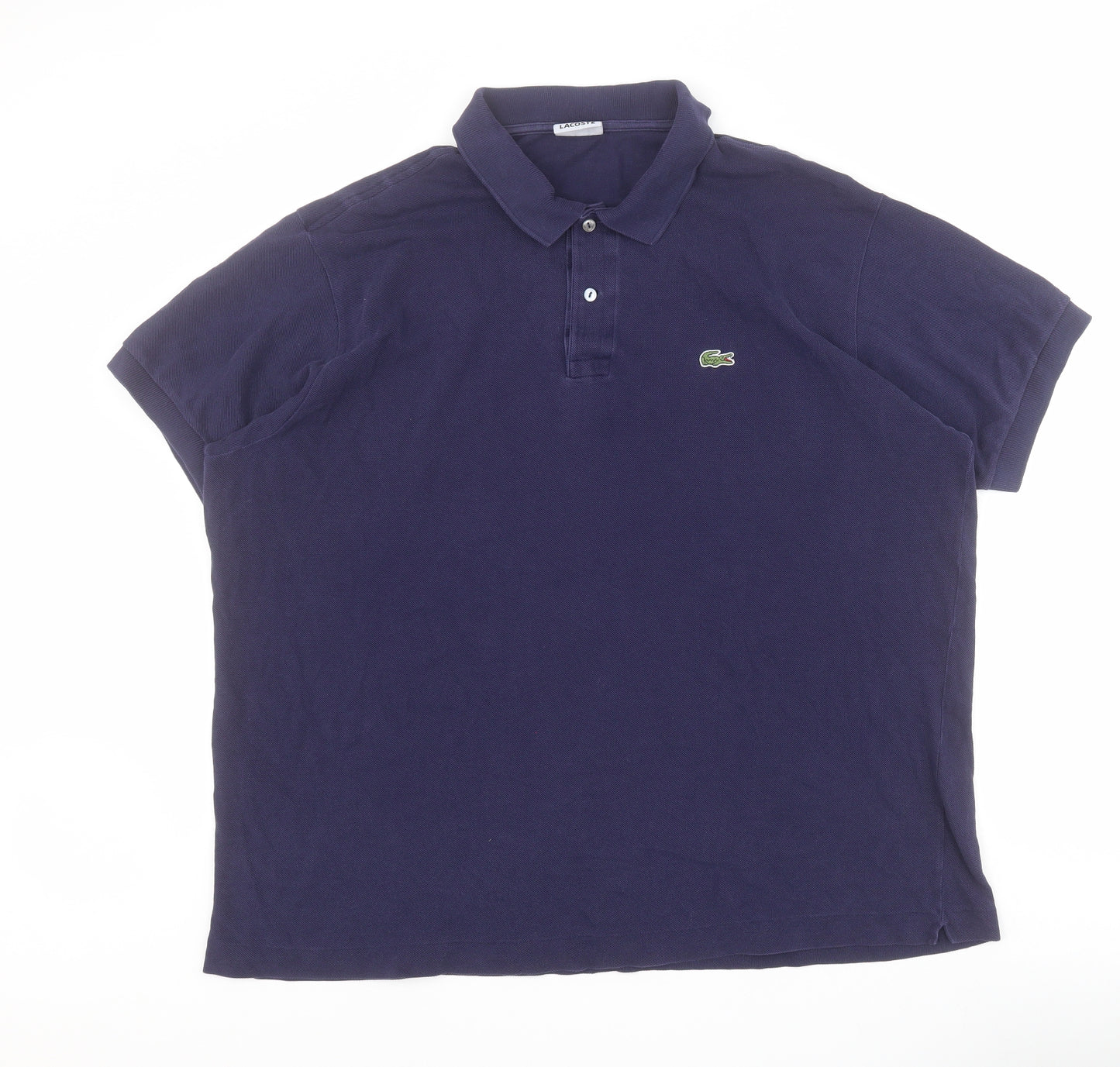 Lacoste Mens Blue  100% Cotton  Polo Size 2XL Collared Button