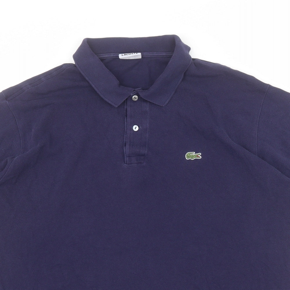 Lacoste Mens Blue  100% Cotton  Polo Size 2XL Collared Button