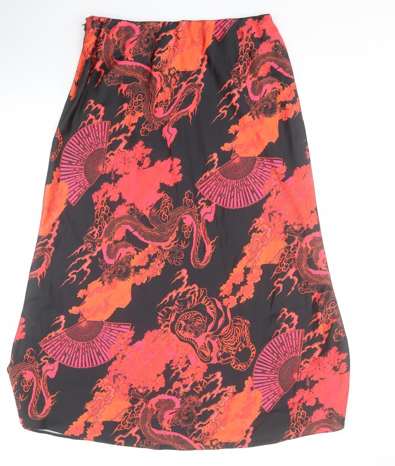 ASOS Womens Black  Polyester A-Line Skirt Size 14   Zip