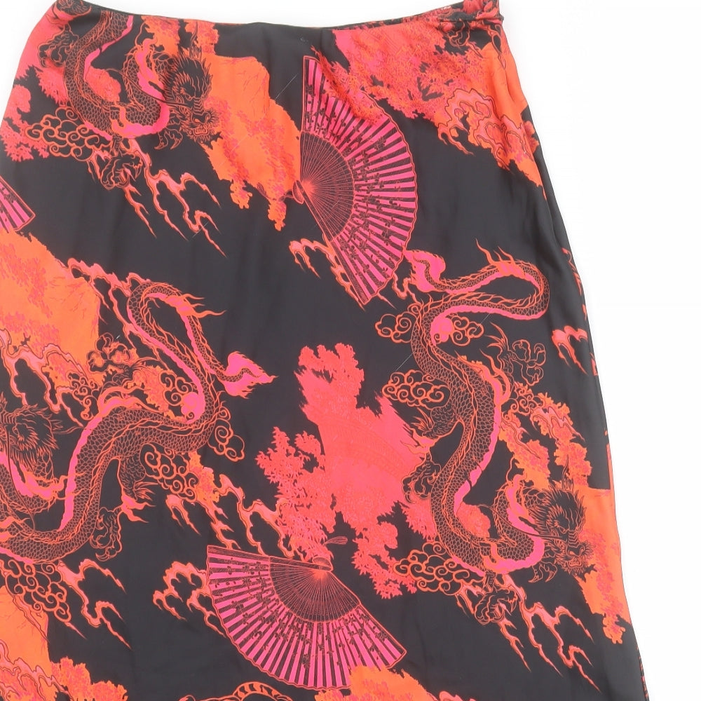 ASOS Womens Black  Polyester A-Line Skirt Size 14   Zip