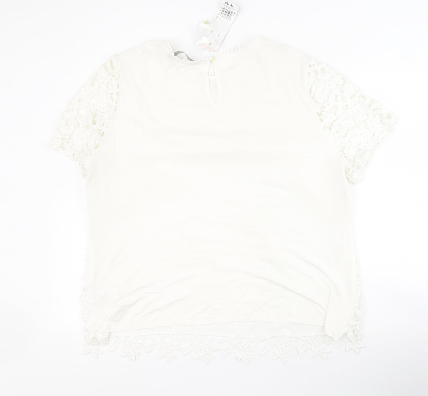 F&F Womens White  Polyester Basic T-Shirt Size 20 Round Neck