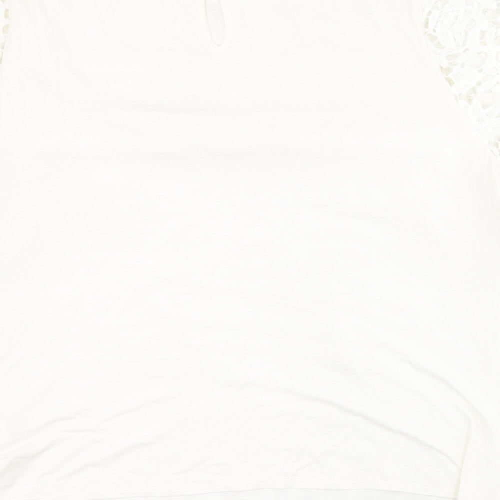 F&F Womens White  Polyester Basic T-Shirt Size 20 Round Neck