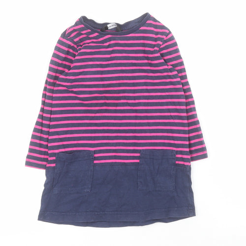 George Baby Blue Striped 100% Cotton T-Shirt Dress  Size 12-18 Months  Round Neck Pullover