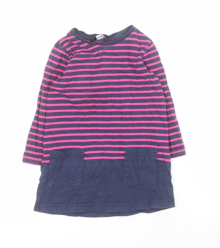 George Baby Blue Striped 100% Cotton T-Shirt Dress Size 12-18 Months Round Neck Pullover
