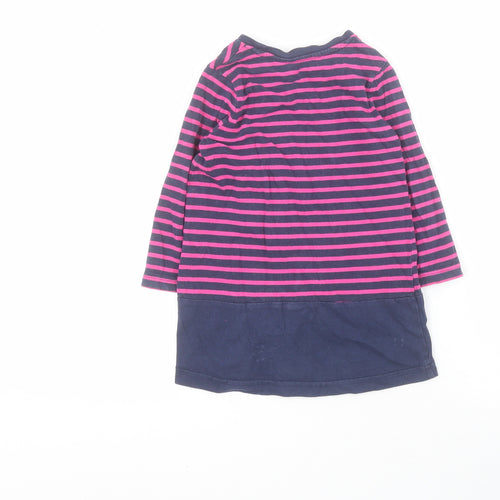 George Baby Blue Striped 100% Cotton T-Shirt Dress  Size 12-18 Months  Round Neck Pullover