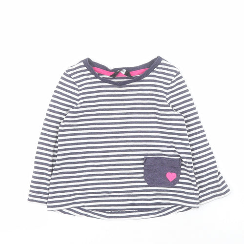 George Baby Blue Striped Cotton Pullover T-Shirt Size 12-18 Months Round Neck Pullover