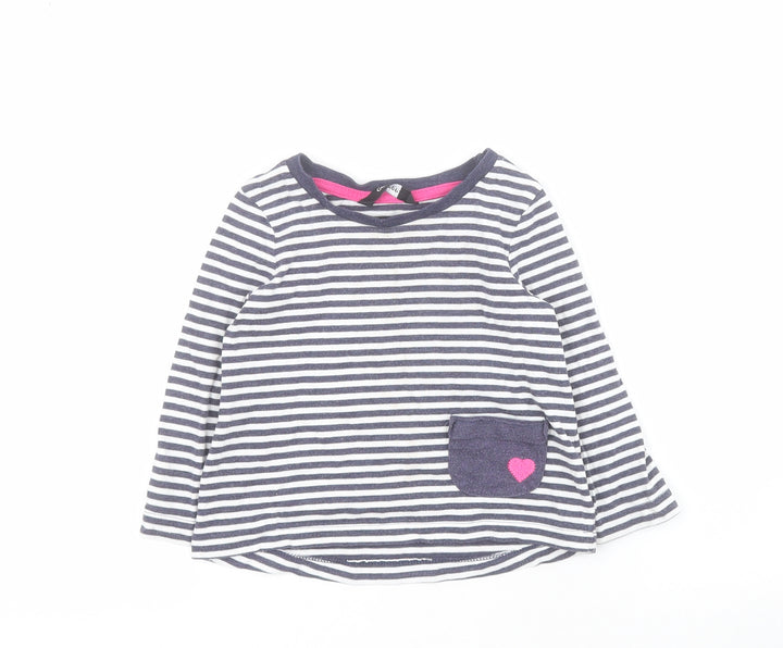 George Baby Blue Striped Cotton Pullover T-Shirt Size 12-18 Months Round Neck Pullover