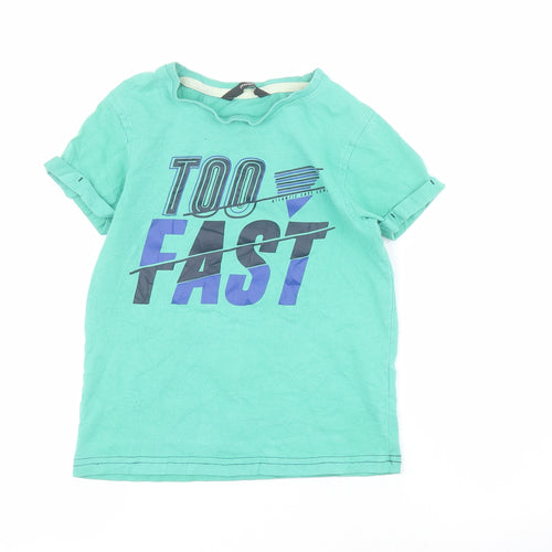George Boys Green  100% Cotton Pullover T-Shirt Size 6-7 Years Round Neck Pullover