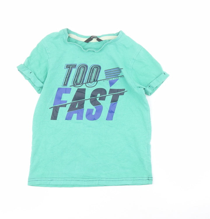 George Boys Green  100% Cotton Pullover T-Shirt Size 6-7 Years Round Neck Pullover