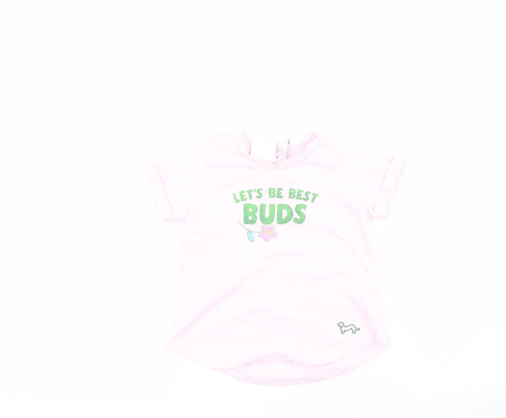 Peter Alexander Baby Baby Pink 100% Cotton Basic T-Shirt Size 18-24 Months Crew Neck Pullover
