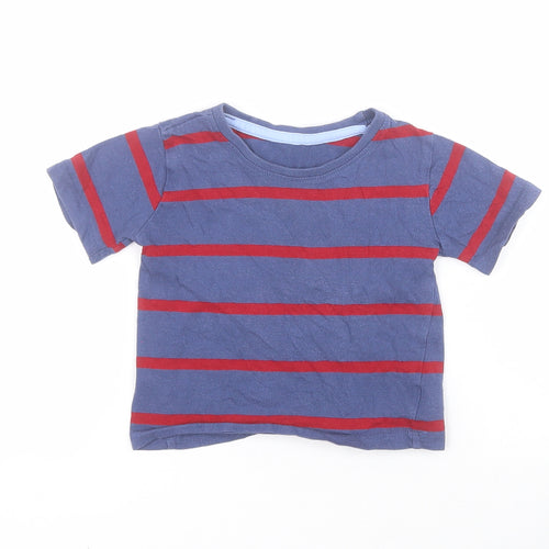 Dunnes Baby Blue Striped 100% Cotton Basic T-Shirt Size 9-12 Months Crew Neck Pullover