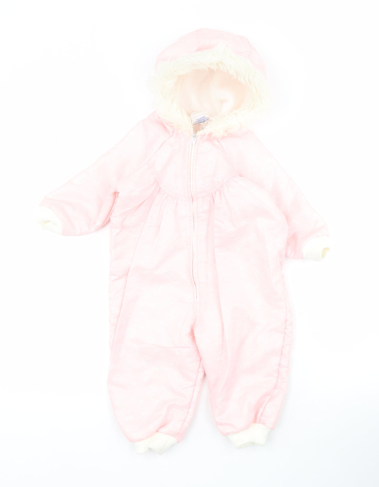 Mothercare Baby Pink   Jacket Snowsuit Size 12 Months   Zip - Cats
