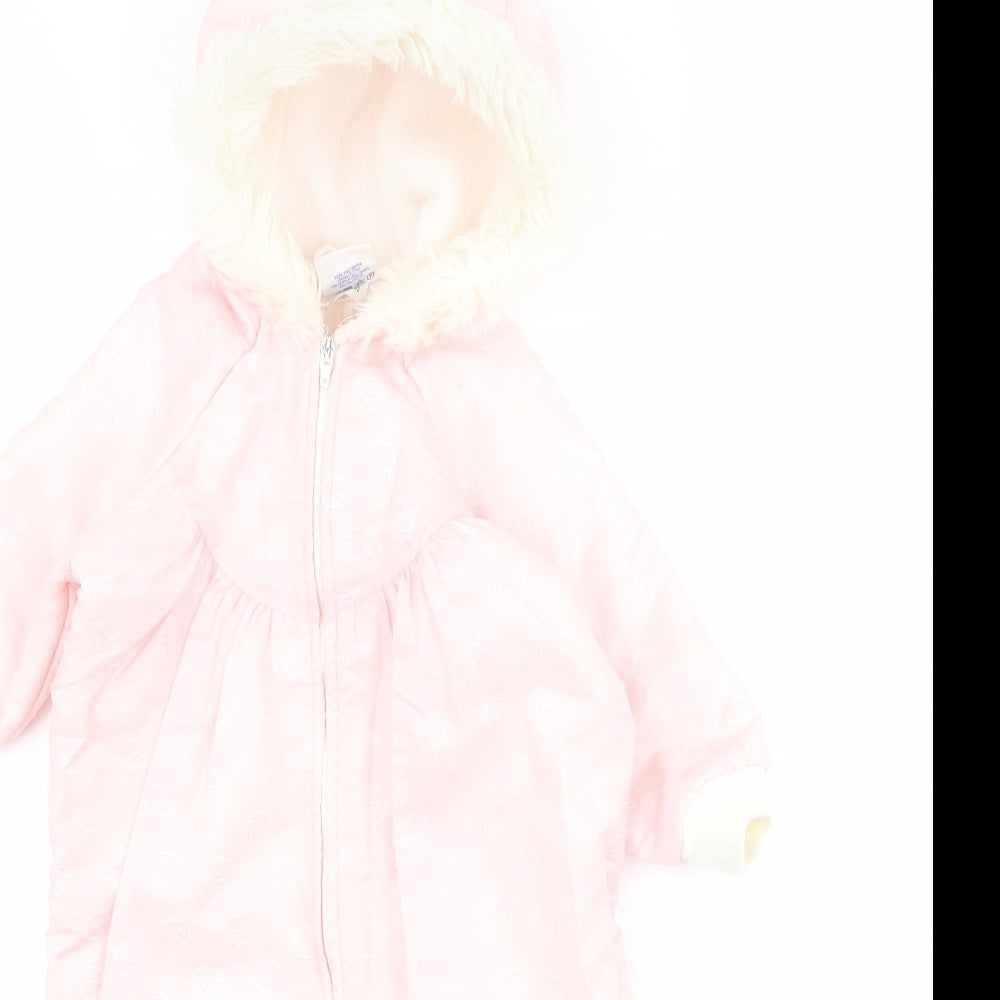 Mothercare Baby Pink   Jacket Snowsuit Size 12 Months   Zip - Cats