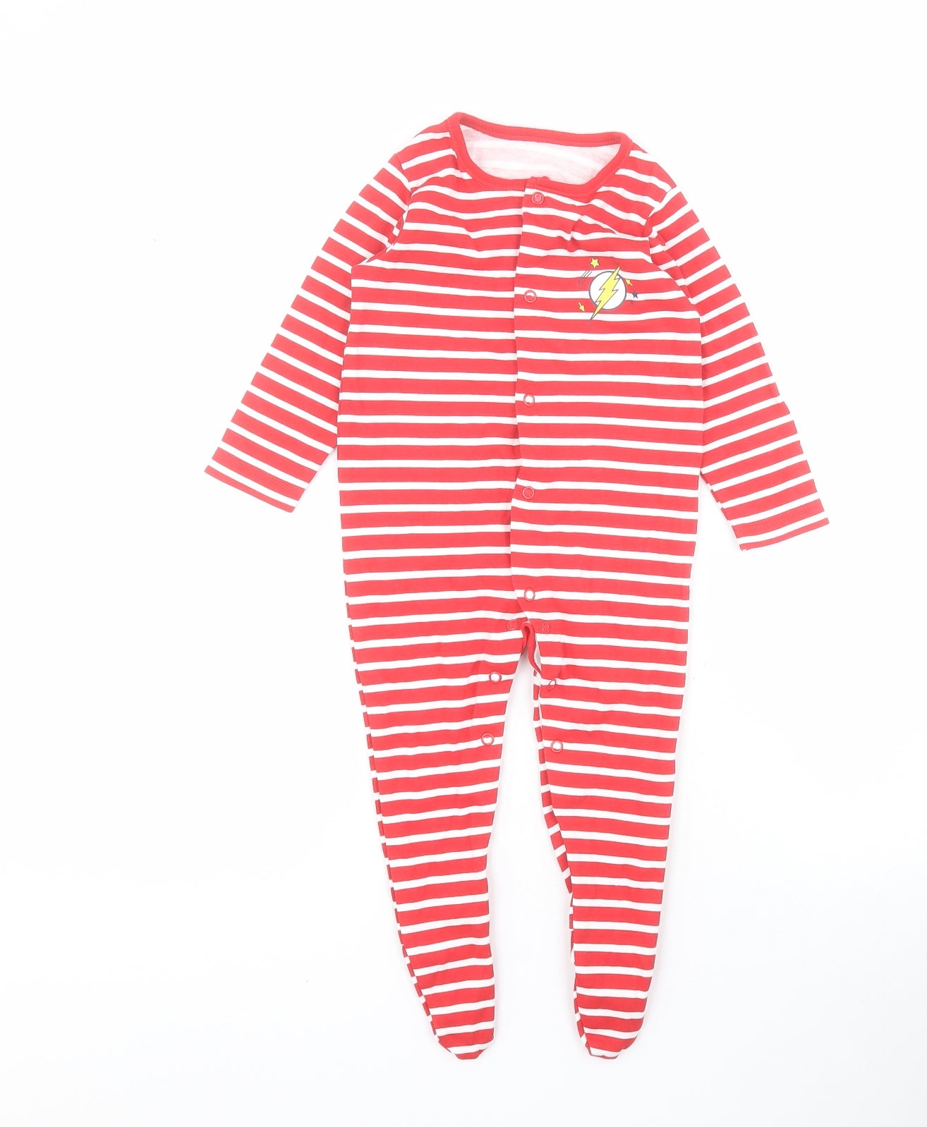 George Baby Red Striped 100% Cotton Babygrow One-Piece Size 9-12 Months  Snap - Justice League