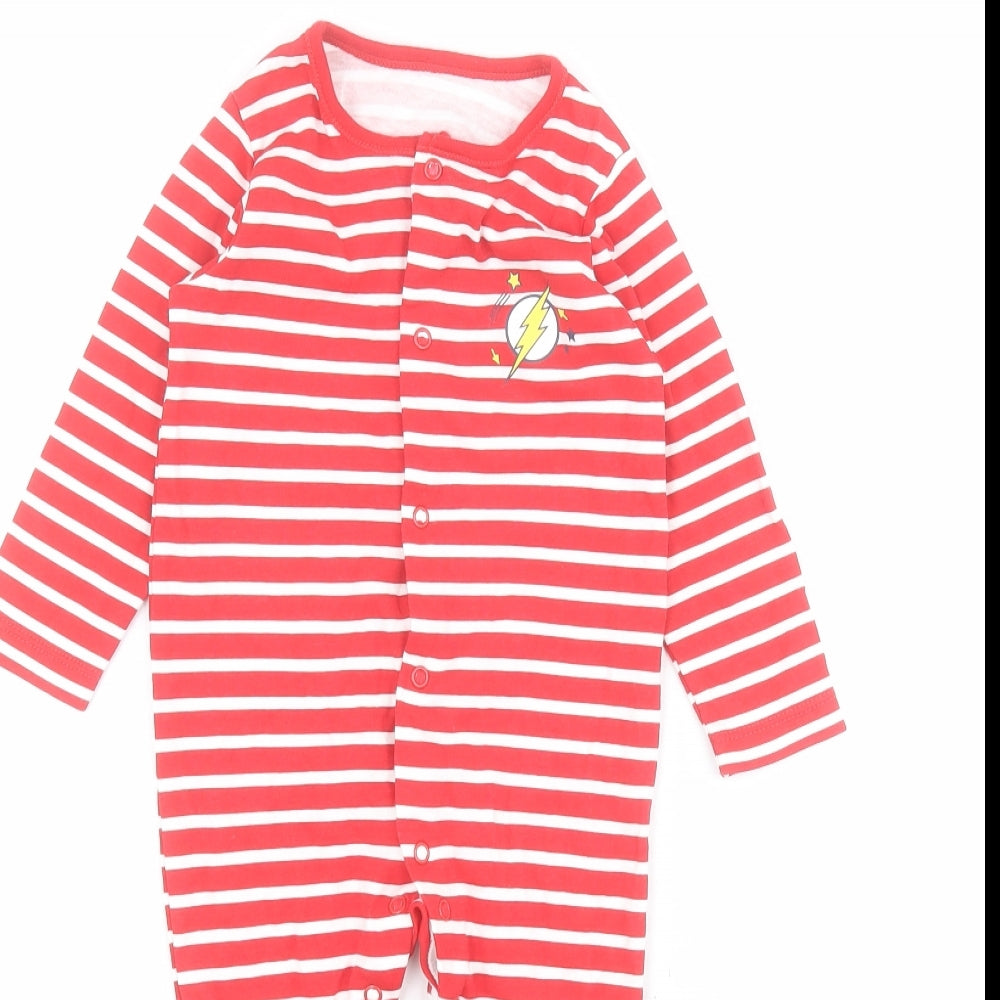 George Baby Red Striped 100% Cotton Babygrow One-Piece Size 9-12 Months  Snap - Justice League