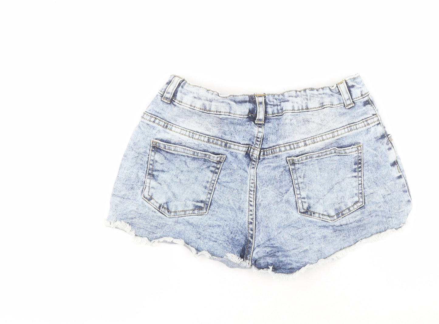 Primark Girls Blue  Cotton Cut-Off Shorts Size 12-13 Years  Regular Zip
