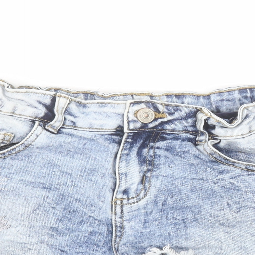 Primark Girls Blue  Cotton Cut-Off Shorts Size 12-13 Years  Regular Zip