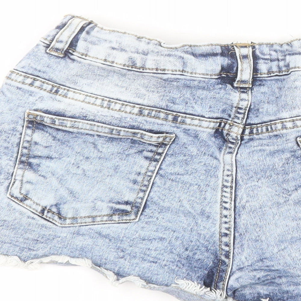 Primark Girls Blue  Cotton Cut-Off Shorts Size 12-13 Years  Regular Zip