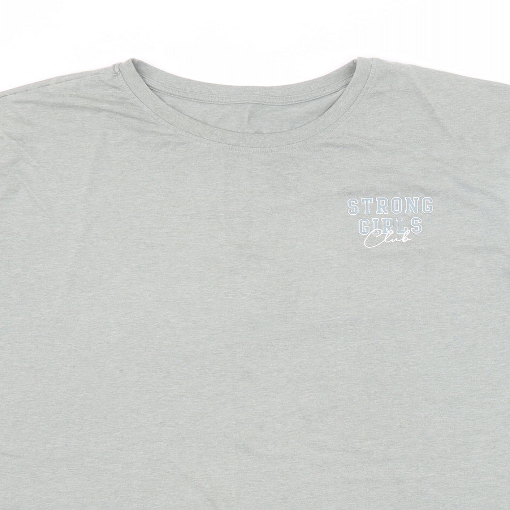 Dunnes Womens Green  Polyester Basic Polo Size 2XL Crew Neck - Slogan