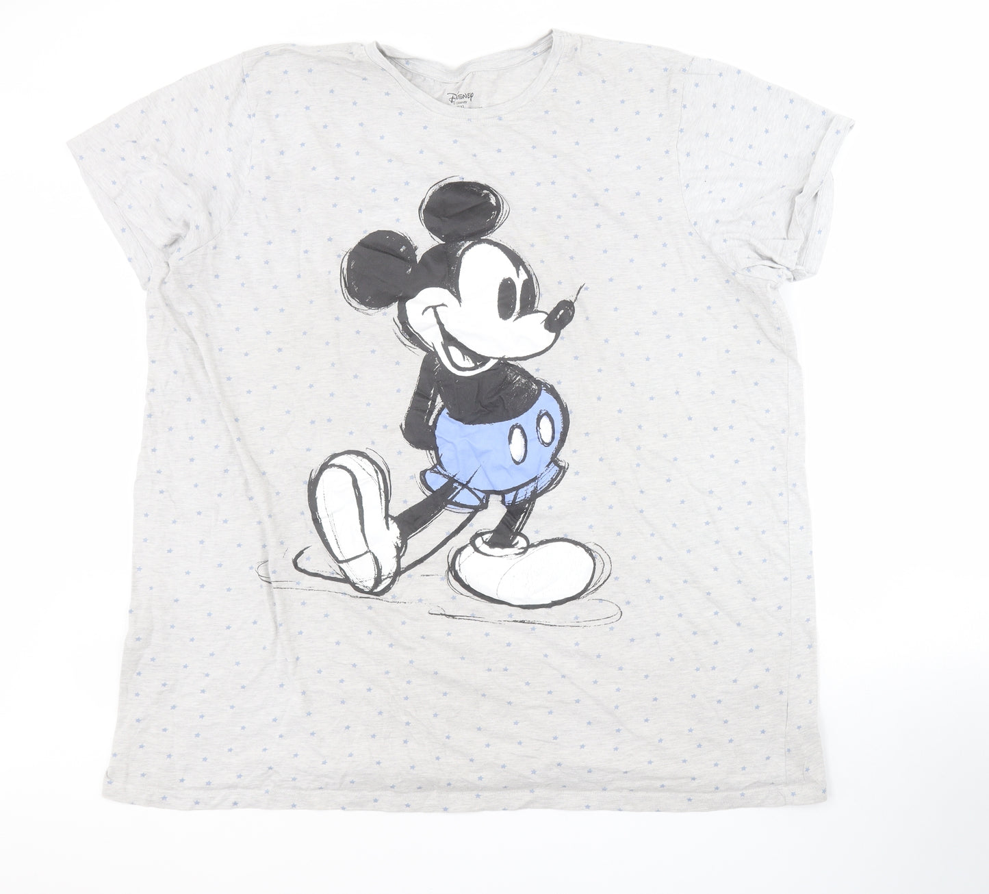 Primark Womens Grey  Cotton Basic T-Shirt Size 2XL Crew Neck - Mickey Mouse