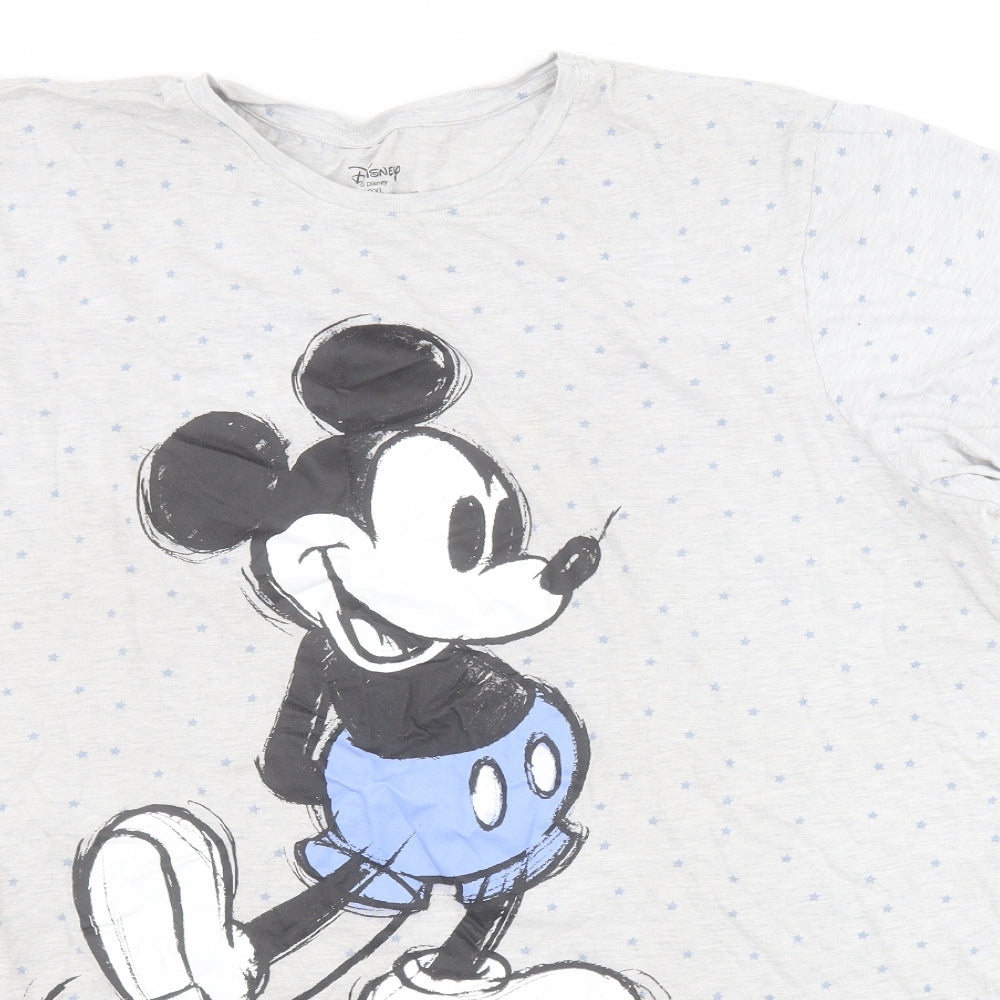 Primark Womens Grey  Cotton Basic T-Shirt Size 2XL Crew Neck - Mickey Mouse
