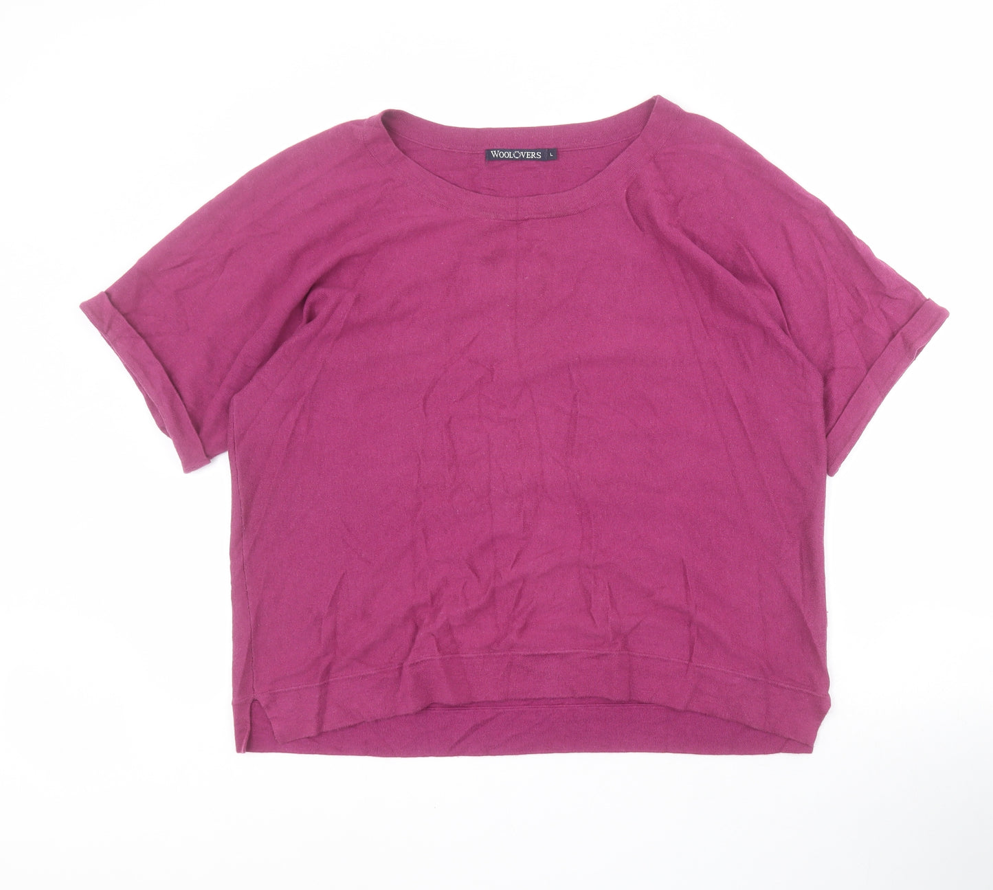 Woolovers Womens Purple Round Neck  Cotton Pullover Jumper Size L