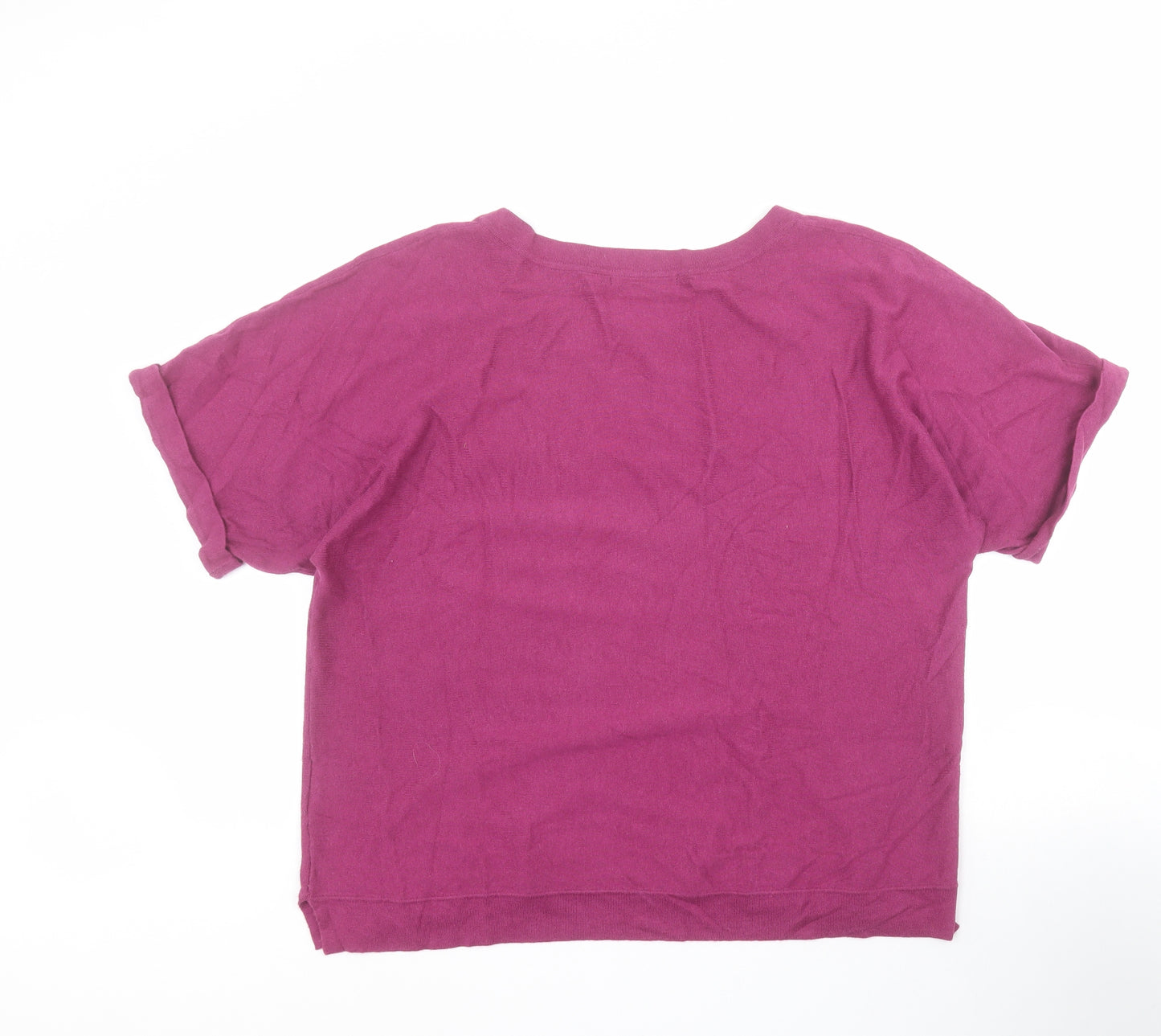 Woolovers Womens Purple Round Neck  Cotton Pullover Jumper Size L