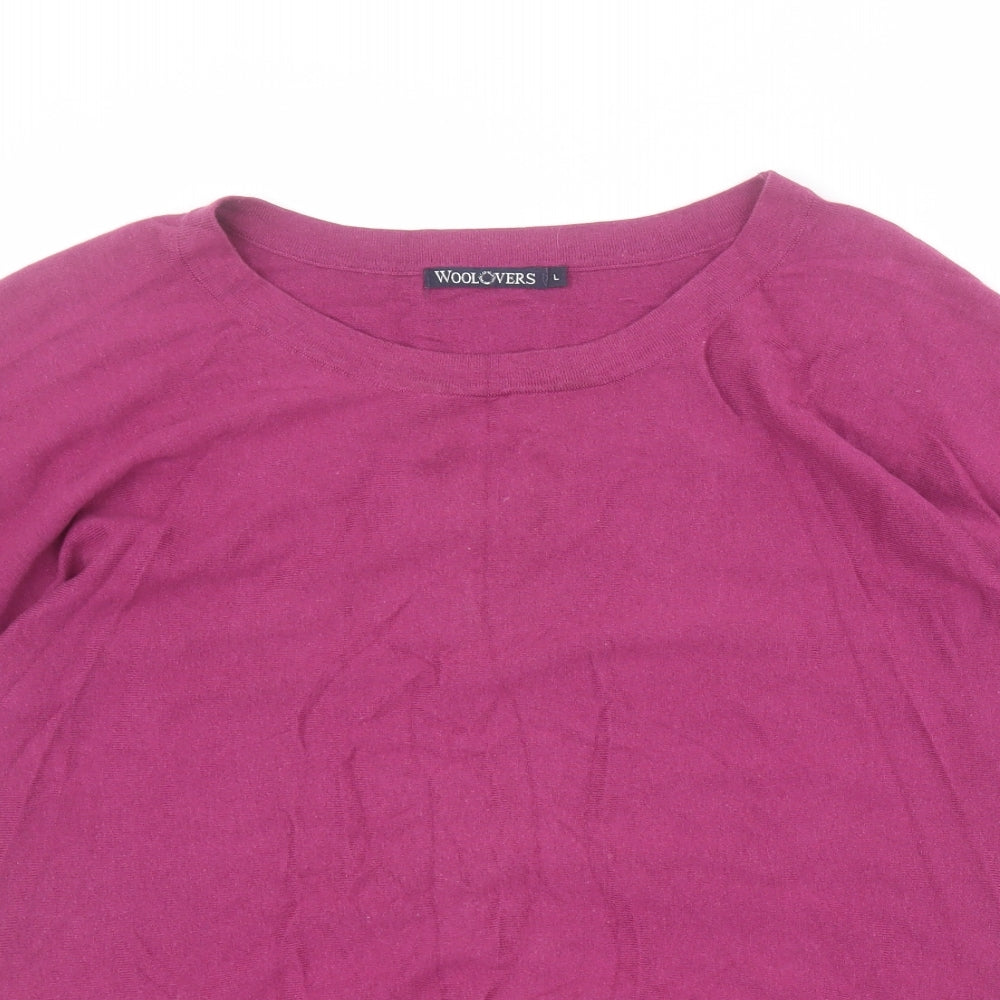 Woolovers Womens Purple Round Neck  Cotton Pullover Jumper Size L
