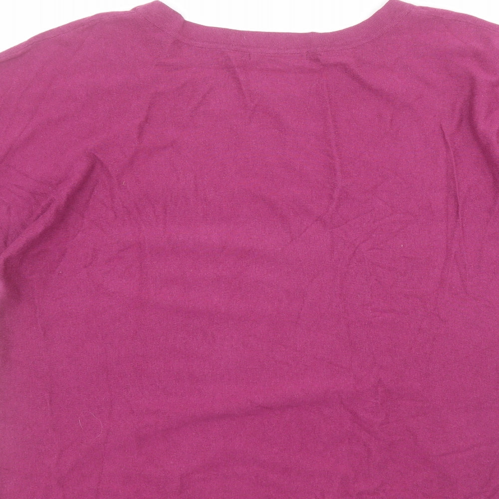 Woolovers Womens Purple Round Neck  Cotton Pullover Jumper Size L
