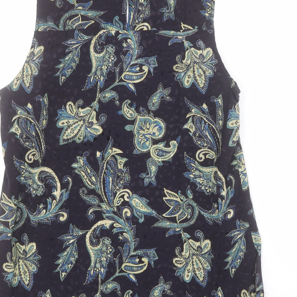 NEXT Womens Black Paisley Viscose Basic Blouse Size 12 High Neck