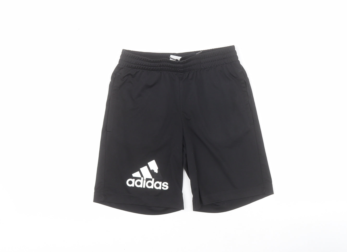adidas Boys Black  100% Polyester Sweat Shorts Size 9-10 Years  Regular Drawstring