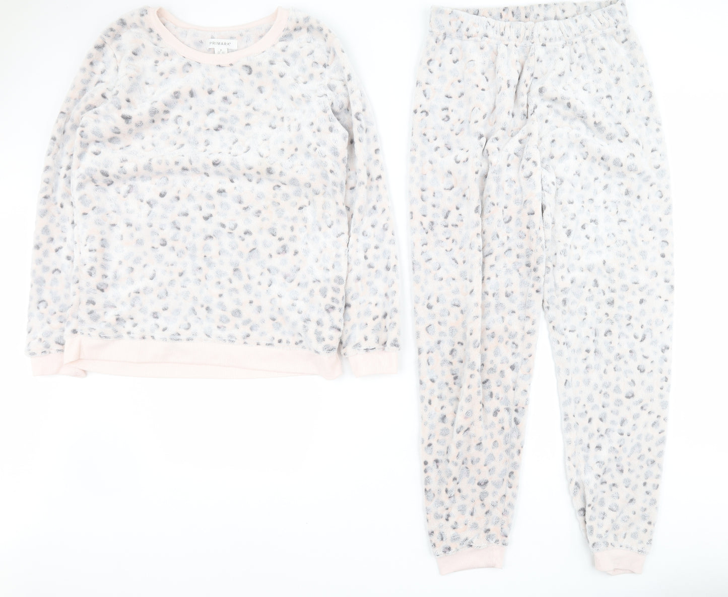 Primark Womens Pink Animal Print Polyester Top Pyjama Set Size M