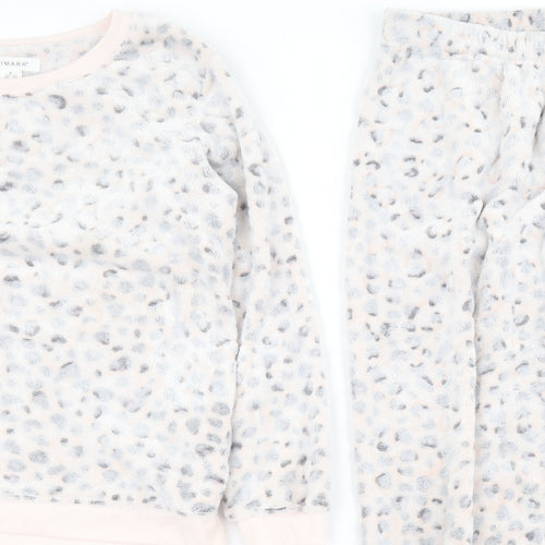 Primark Womens Pink Animal Print Polyester Top Pyjama Set Size M