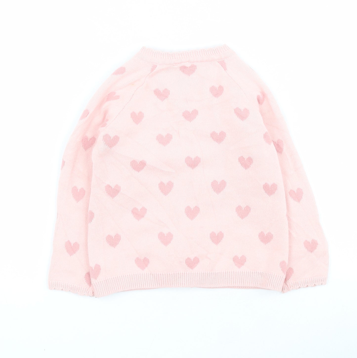 TU Baby Pink  100% Cotton Cardigan Jumper Size 9-12 Months  Button - Cat