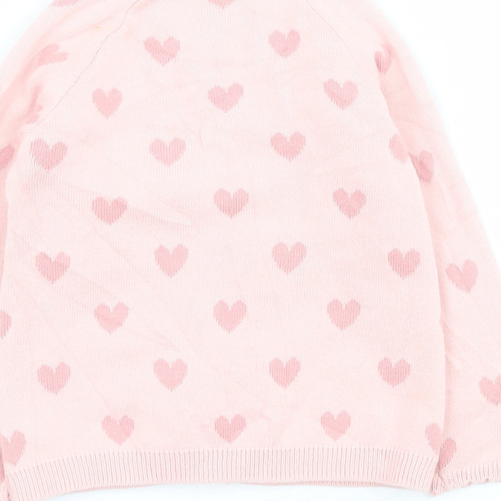 TU Baby Pink  100% Cotton Cardigan Jumper Size 9-12 Months  Button - Cat