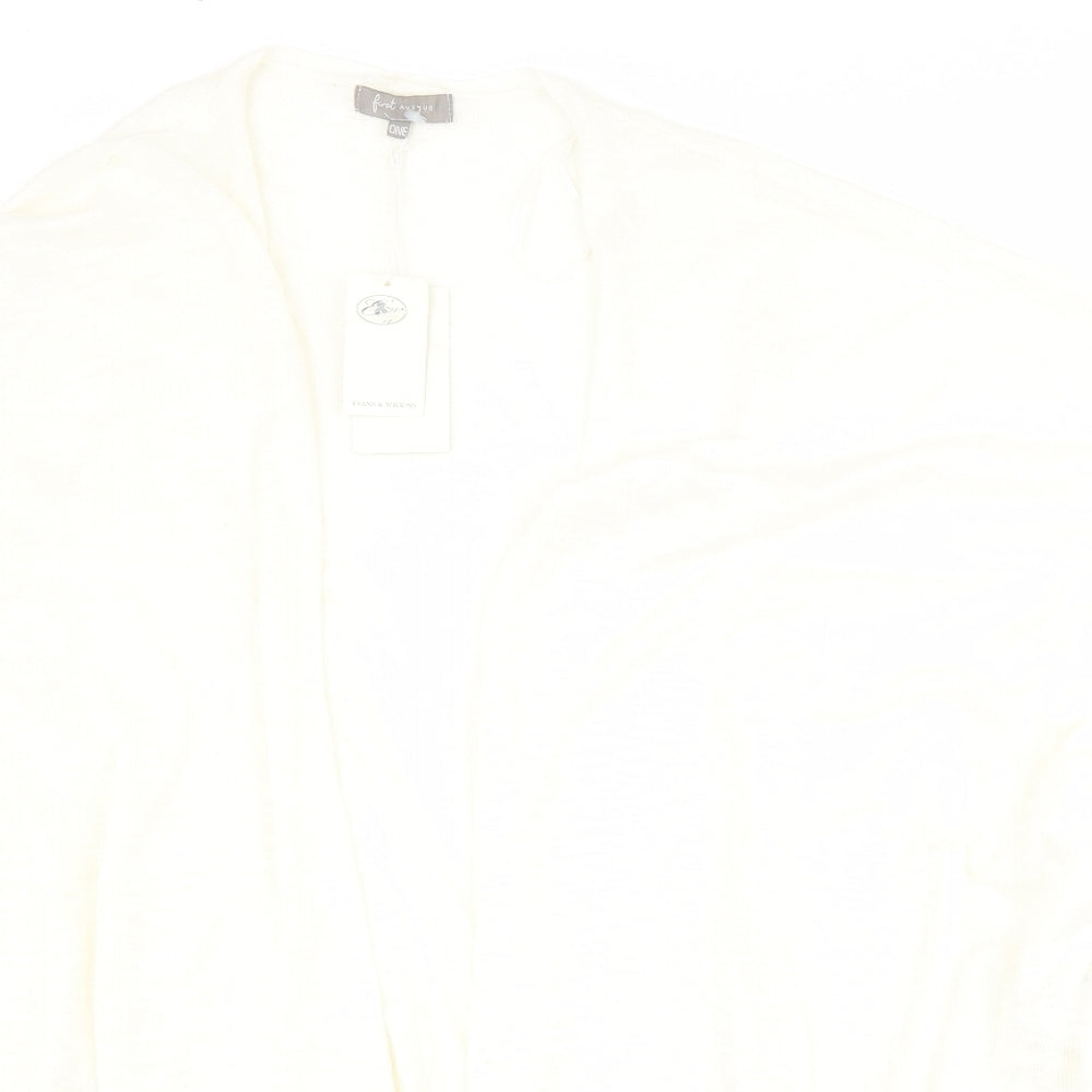 First Avenue Womens White V-Neck Striped Acetate Cardigan Jumper One Size