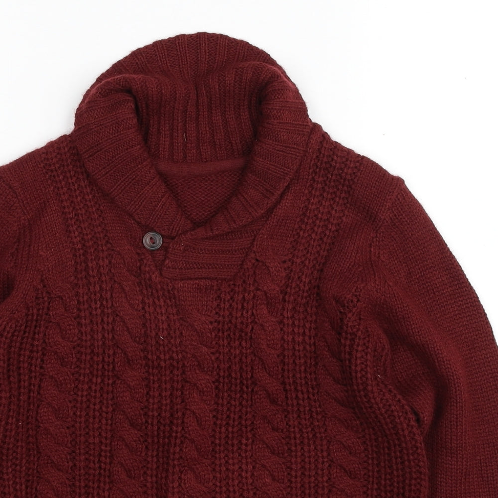 Dunnes Stores Boys Purple Collared  Acrylic Pullover Jumper Size 7-8 Years  Pullover