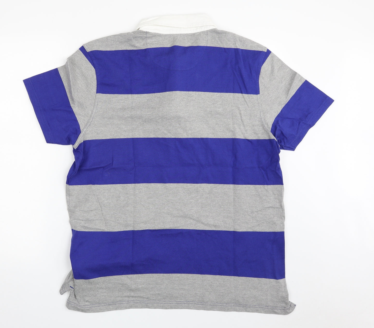 TU Mens Grey Colourblock Cotton  Polo Size L Collared Button