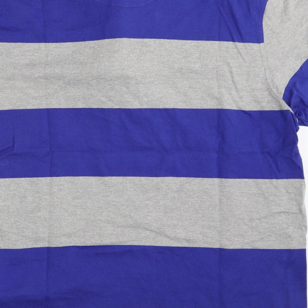 TU Mens Grey Colourblock Cotton  Polo Size L Collared Button