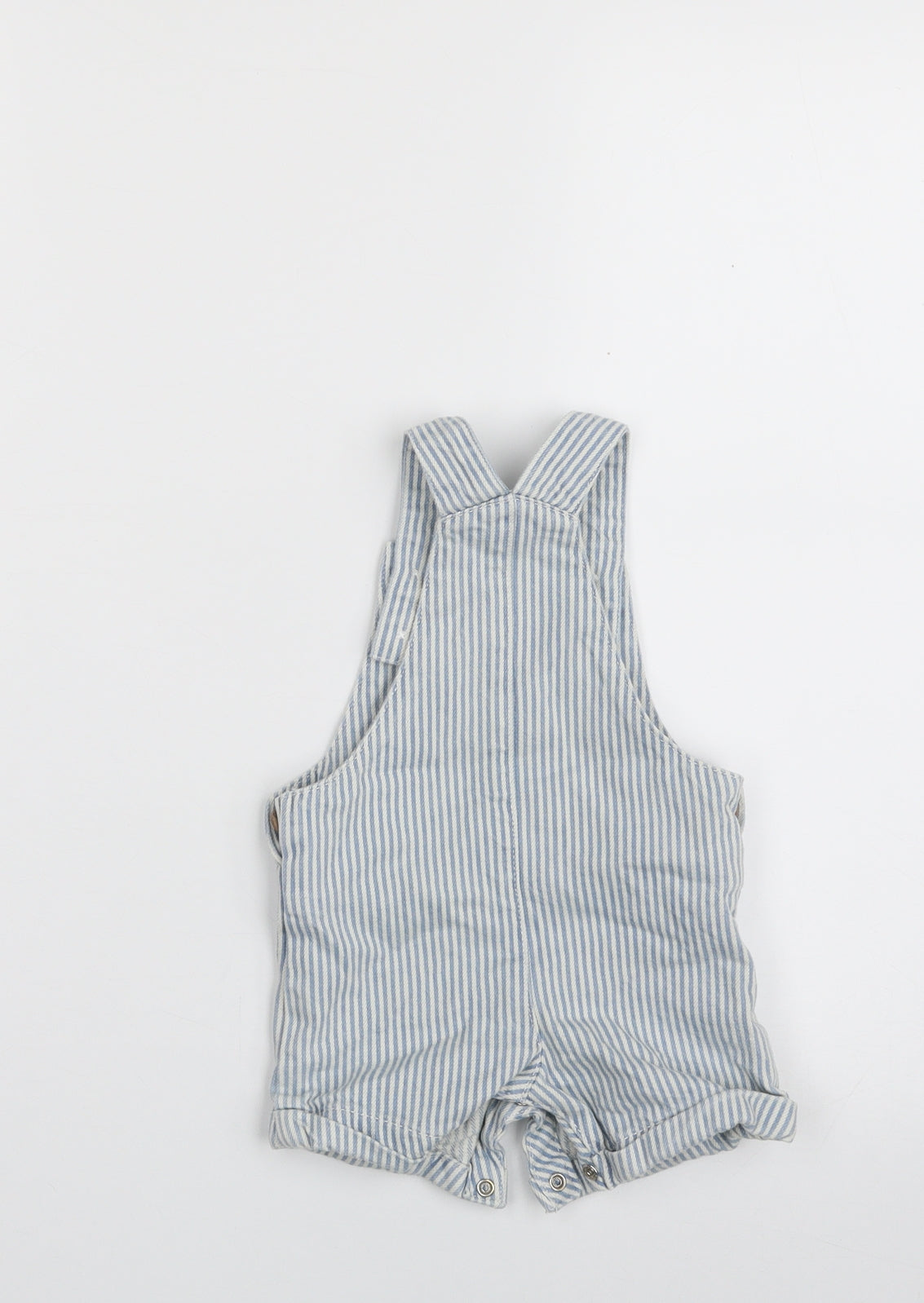 F&F Baby Blue Striped 100% Cotton Babygrow One-Piece Size 3-6 Months  Snap