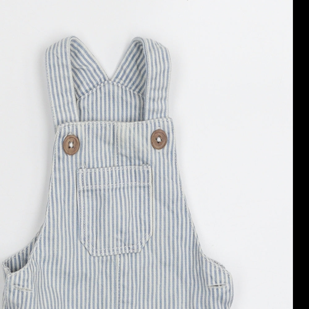 F&F Baby Blue Striped 100% Cotton Babygrow One-Piece Size 3-6 Months  Snap