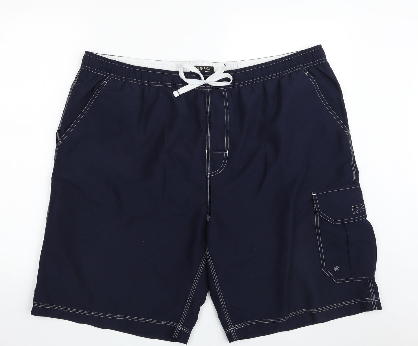 George Mens Blue  Polyester Sweat Shorts Size 2XL L10 in Regular