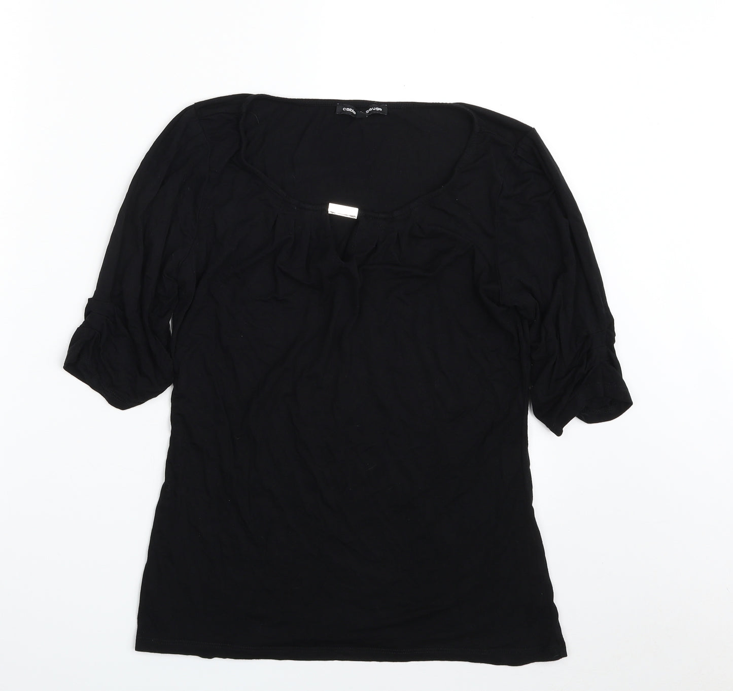 Cable & Gauge Womens Black  Viscose Basic T-Shirt Size M Scoop Neck
