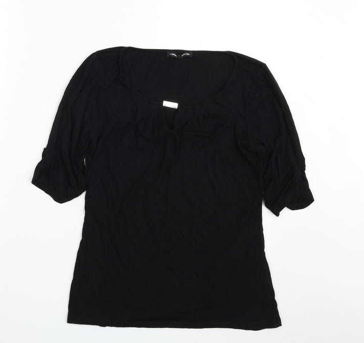 Cable & Gauge Womens Black Viscose Basic T-Shirt Size M Scoop Neck