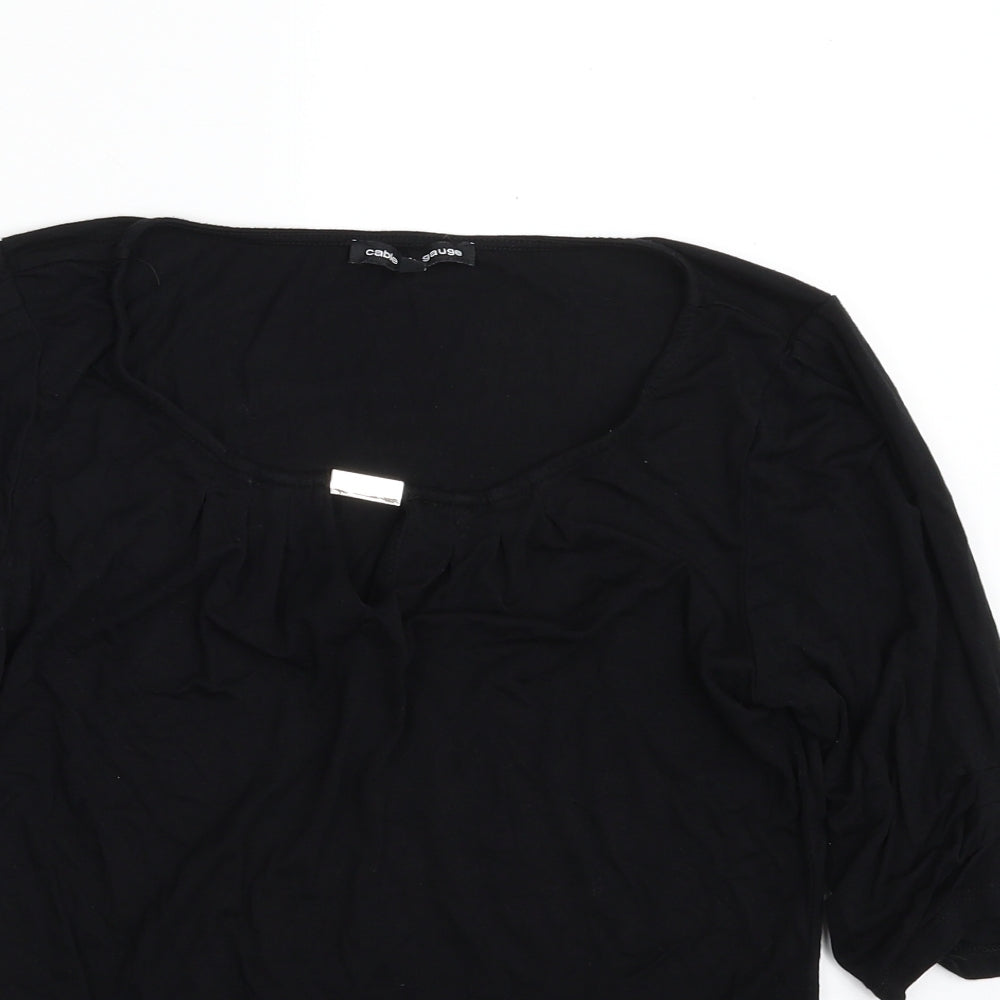 Cable & Gauge Womens Black  Viscose Basic T-Shirt Size M Scoop Neck