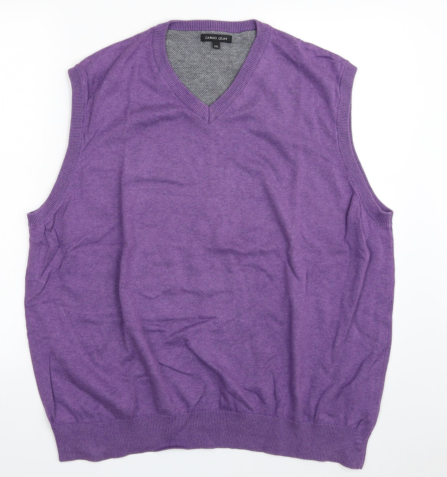 Cargo Quay  Mens Purple V-Neck  Cotton Vest Jumper Size 2XL