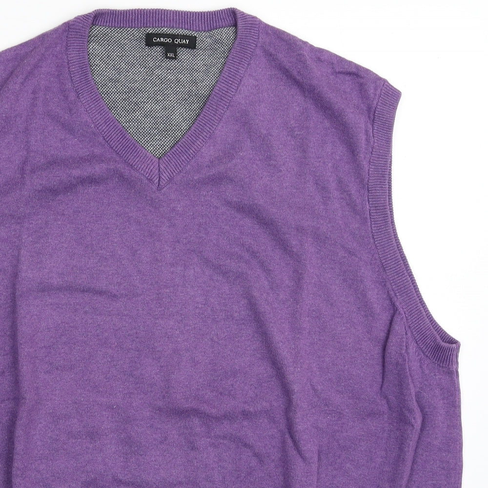 Cargo Quay  Mens Purple V-Neck  Cotton Vest Jumper Size 2XL