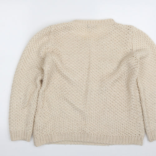 F&F Womens Beige Scoop Neck  Acrylic Pullover Jumper Size 12